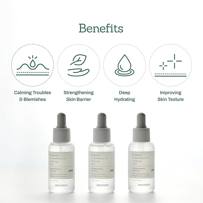 MEDITHERAPY Mugwort D-Panthenol 30 Calming Serum, High Concentration for Skin Barrier & Deep Calming, Pure Ingredients, Korean Skincare 1.01 fl.oz