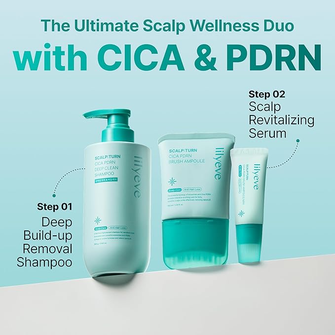 lilyeve SCALPTURN Cica PDRN Scalp Serum with Built-in Brush, PDRN to Strengthen Hair Roots, Itchy Scalp Relief, Dry Scalp Hydration - Korean Hair Care, 1.01 fl. oz.
