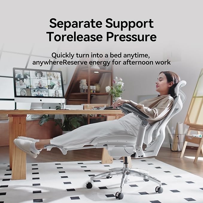 SIHOO Doro C300 Ergonomic Office Chair with Footrest, Ultra Soft 3D Armrests, Dynamic Lumbar Support for Home Office Chair, Adjustable Backrest Desk Chair, Swivel Big and Tall Computer Chair (Grey)