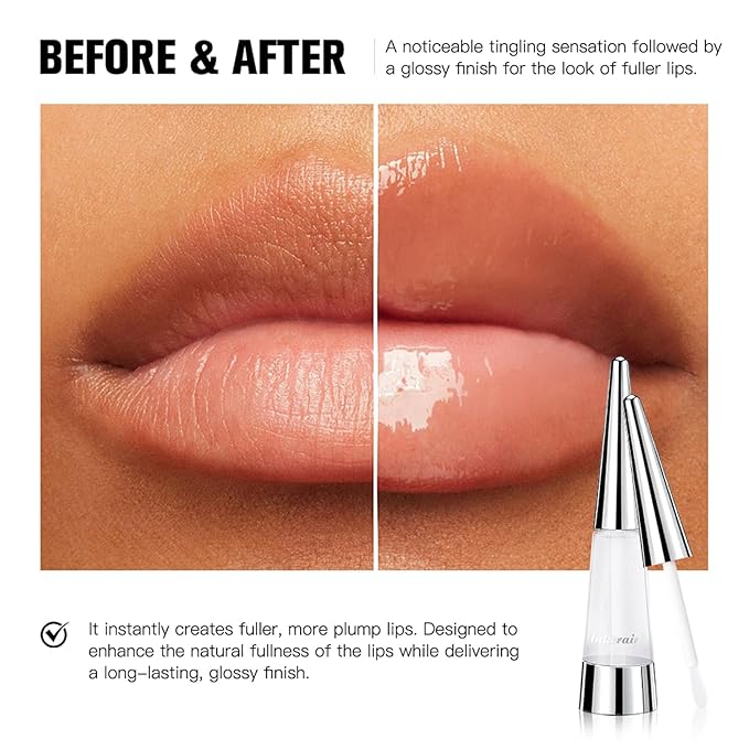 Instant Plumping & High-Shine Gloss Plumping Lip Oil - Ultra-Hydrating & Nourishing, Glossy Finish Lip Glow Oil, Instant Volumizing Effect, Smooth, Soft, Juicy Lips (#5 Soft Pink)