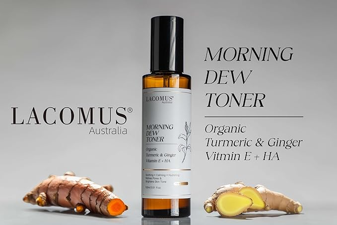 Morning Dew Organic Turmeric & Ginger Facial Toner, Infused with Vitamin E and Hyaluronic Acid, Hydrating Pore-Refining, Anti-Aging Formula for All Skin Types