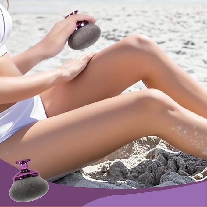 Blend & Blur Extra Large Body Makeup Brush for Self Tanner,Leg Makeup & Bronzer Self Tan Applicator, 90mm Wide Round Head Kabuki Brush For Application with Drawstring Velvet Bag (Purple)