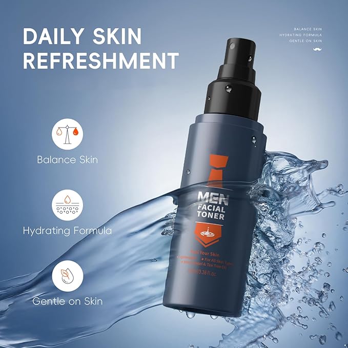 Moily Men’s Refreshing Facial Toner, 100ml Hydrating & Oil Control Formula for Daily Skin Care, Cooling Face Moisturizer for Post-shave Or Cleansing Blue One Size