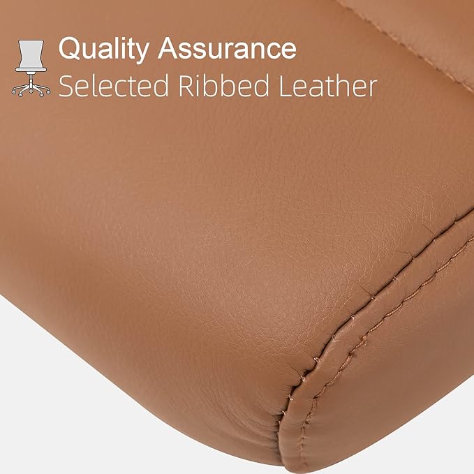 Okeysen Brown Armless Office Desk Chair, Mid Back Ergonomic Swivel Conference Room Chairs, Adjustable Height PU Leather Home Desk Chair, Modern Small Rolling Computer Task Chair