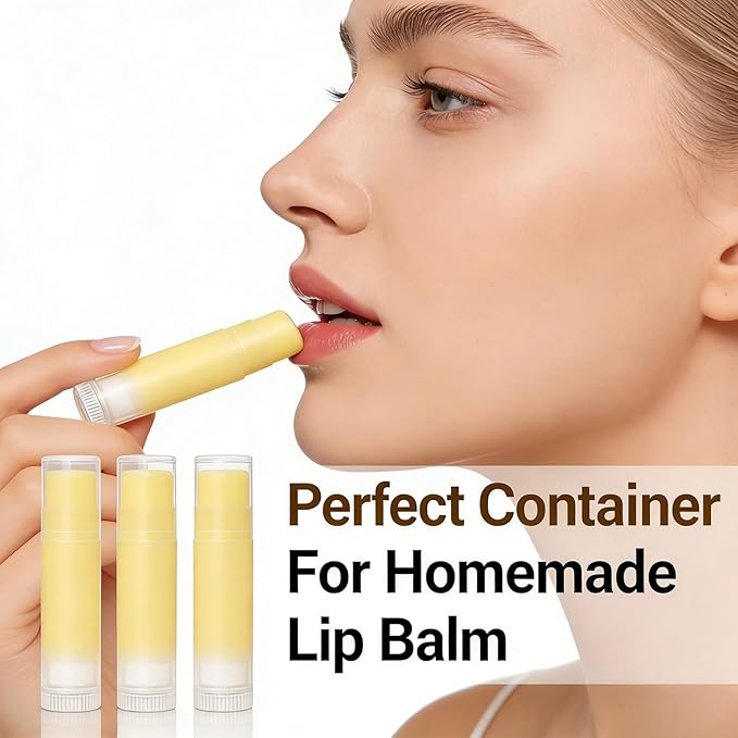 50 Pack Clear Lip Balm Tubes, BPA Free Empty Lip Balm Containers with Caps, Round Cosmetic Containers for DIY Lipstick, Homemade Lip Gloss & Craft Projects (Clear)