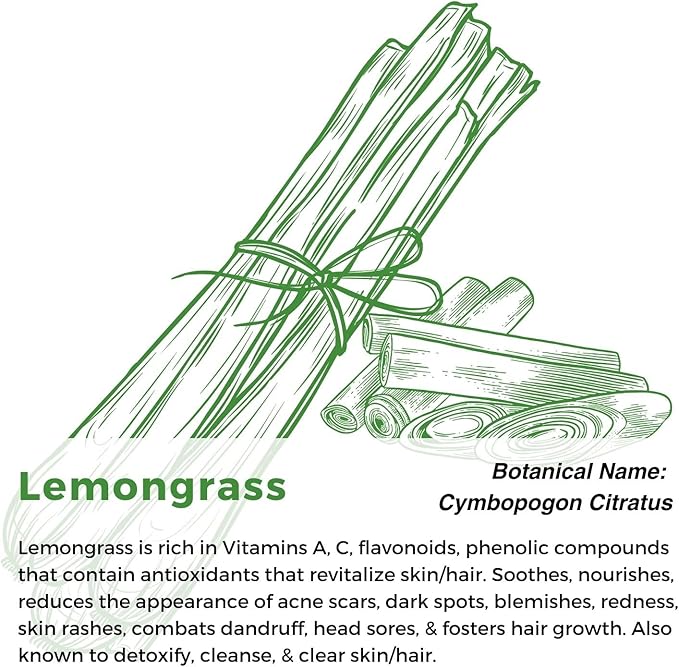 Multiuse Lemongrass Water Toner Mist for Face, Body, and Hair - Pure Distilled Lemograss Water Spray - Soothes and Hydrates Skin, Scalp, Hair, & Nails - 2 oz