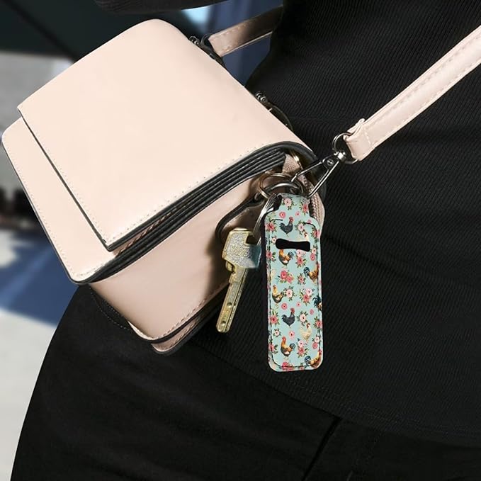 Lipstick Holder Keychain, Cute Keychains for Lip Balm Holder, Neoprene Lipstick Sleeve Pouch for Women Men Teens