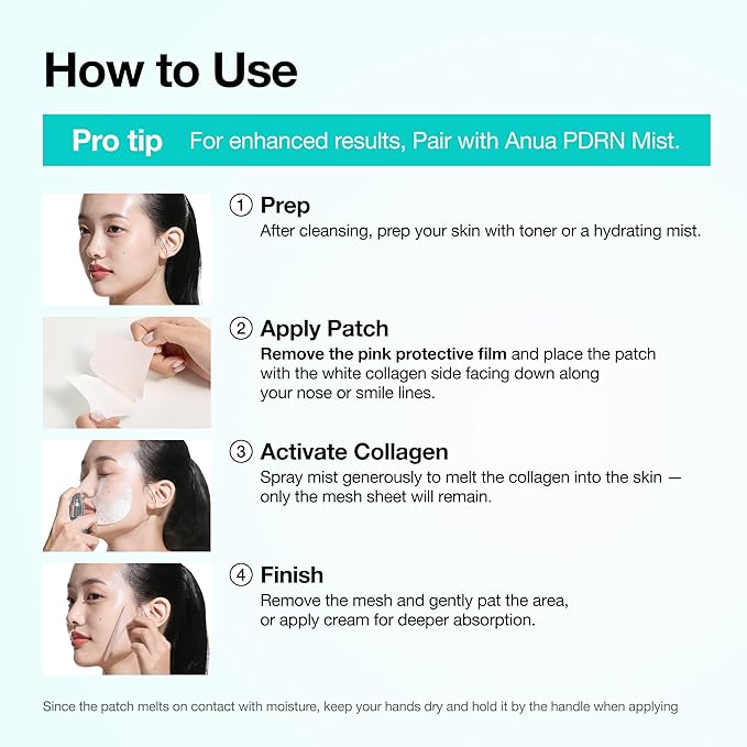 Anua Salmon DNA PDRN Collagen Melting Patch for Glass skin, Smile Line Patches, Wrinkle Patches, Melting Thin Collagen Patch, Firming for Fine Lines, Glow, Hydrating, Korean Skincare, 2 Pairs x 4EA