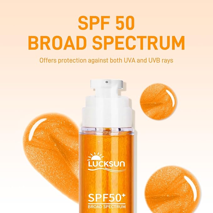 SPF 50 Sunscreen Body Glow Oil – Rose Gold Mica & Coconut Oil, Broad Spectrum Water Resistant Moisturizer, Lightweight Shimmer for Beach & Daily Use (Electrum)
