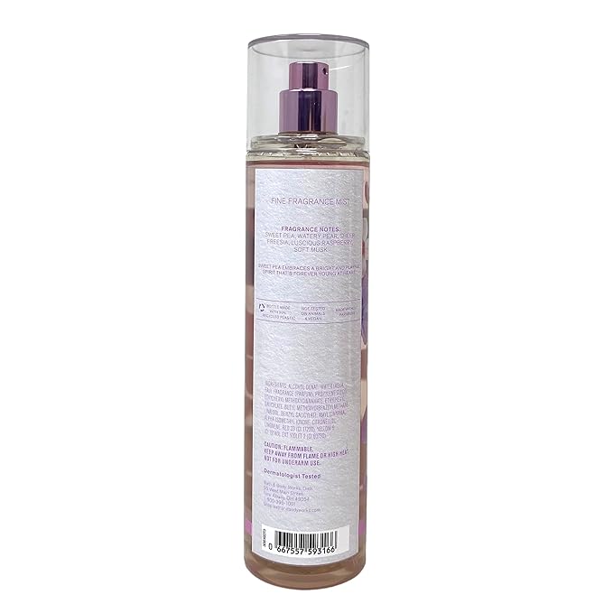 Bath & Body Works Sweet Pea 3 Piece Fragrance Mist Bundle with a Himalayan Salts Springs Bar Soap - Full Size