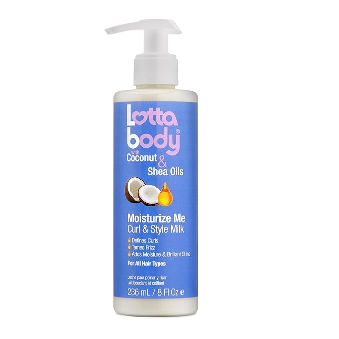 Lottabody Moisturize Me Curl and Style Milk with Coconut & Shea Oils, Lightweight Moisture-Rich Curl-Defining & Frizz-Control Styling Milk for Natural Curly, Coily & Relaxed Hair, 8 oz