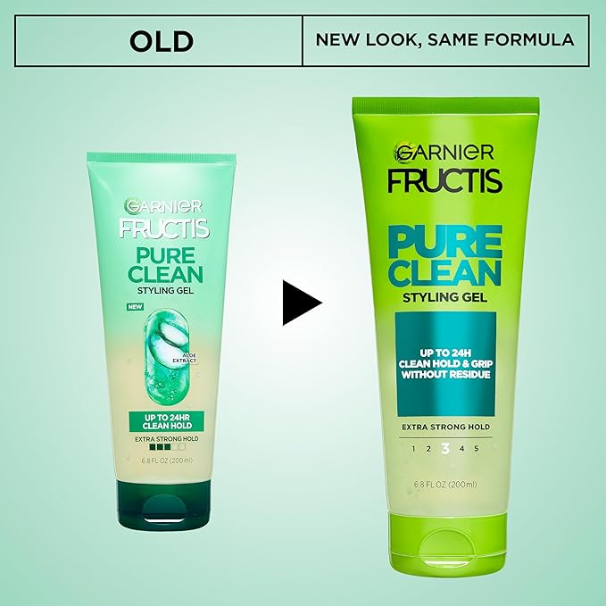 Garnier Fructis Style Pure Clean Styling Gel 6.8 Fl Oz, 1 Count, (Packaging May Vary)