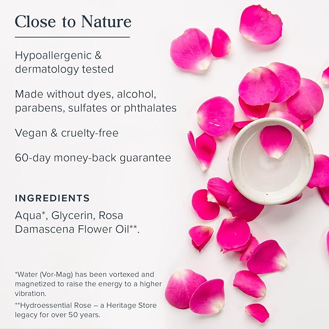 Heritage Store Rosewater with Glycerin | 100% Pure Vegan | Benefits Skin, Hair and More | Facial Toner and Moisturizer | Mist Spray, 8 Fl Oz (Pack of 2)
