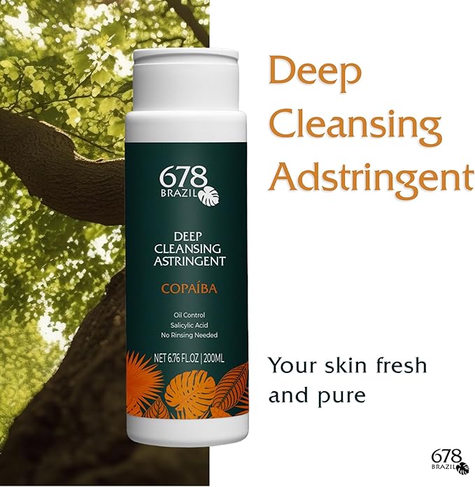 678Brazil Oil Control Deep Cleansing Astringent Lotion - Fresh and Pure Skin - Daily Use - for Oily and Acne-Prone Complexion - Copaiba, Salicylic Acid, Passion Fruit, Aloe Vera - 200ml / 6.76fl.oz