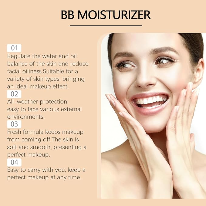 BB Cream, Hydrating Primer for Full Coverage Matte Effect, Lightweight Natural Finish Foundation