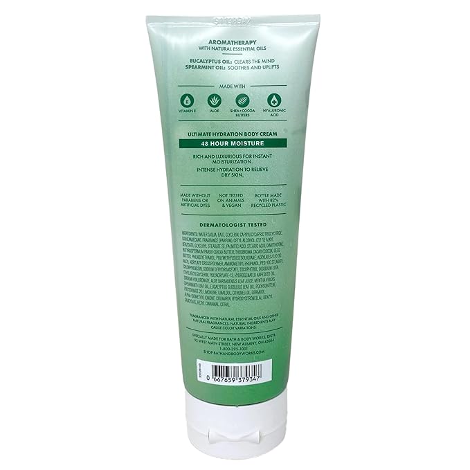 Bath & Body Works Aromatherapy Stress Relief Eucalyptus Spearmint - Ultimate Hydration Body Cream And Body Wash + Foam Bath - with a Fresh Forest Bar Soap