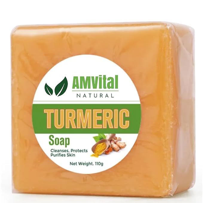 AMVital Turmeric Soap Bar for Face & Body, Smooth Skin, Natural Handmade Soap