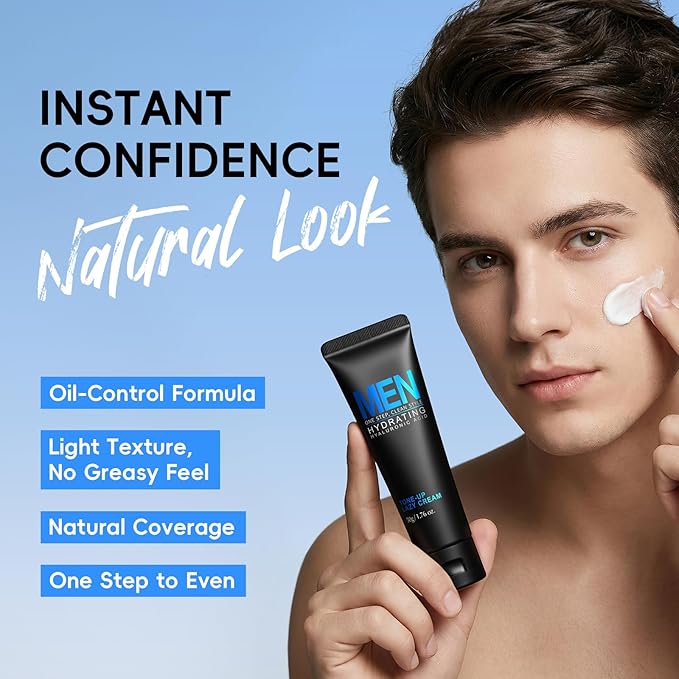 AKARY Men Tone Up Face Cream Boy Oil Control Make Up Lazy BB Cream Moisturizing Conceal Pores Covering Imperfections Balance Skin Tone