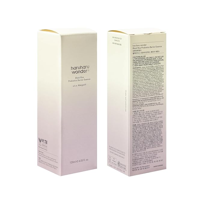 haruharu Wonder Black Rice Probiotics Barrier Essence, Skin Flooding & Layering, Strengthens Skin Barrier, Moisturizes, Glowy Radiant Skin, Ceramide & Panthenol, 4.05 fl.oz
