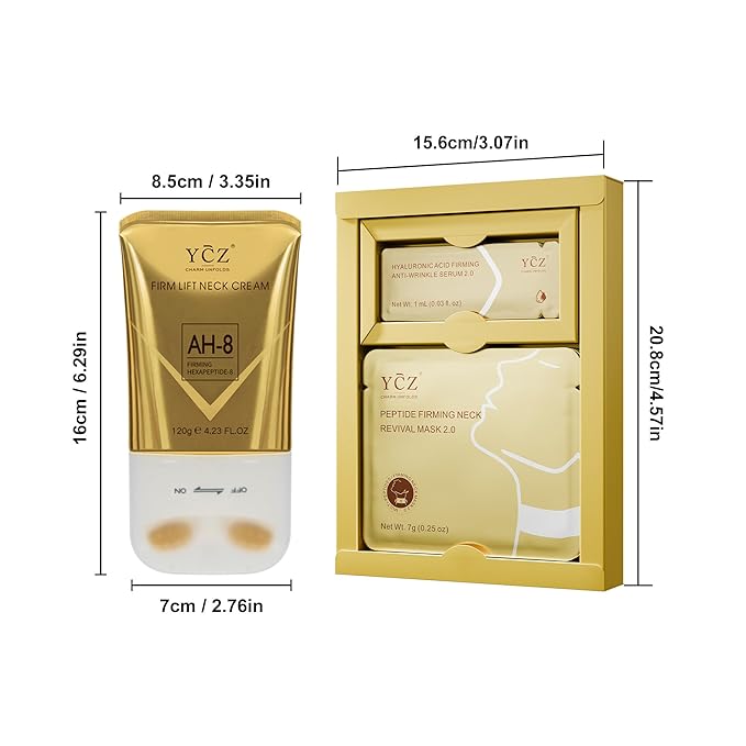 Ycz Neck Firming and Revitalising Set - Smoothes Fine Lines, Nurtures the Neck Area, Provides Deep Moisturising Skincare, Combats Wrinkles and Firms the Skin