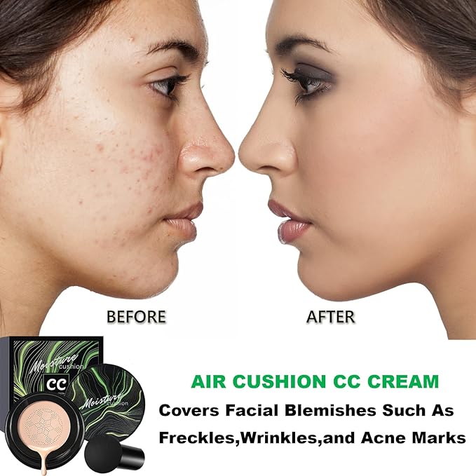 Mushroom Head Air Cushion CC Cream Makeup BB Cream Concealer Brighten Long-lasting Oil Control and Moisturizing-Natural