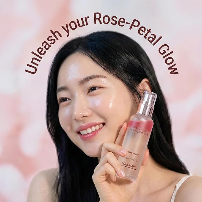 MIGUHARA Rose Collagen Blooming Mist Serum, Hydrating Facial Spray with Rose Damascena Flower Water, 3.38 fl.oz/100ml