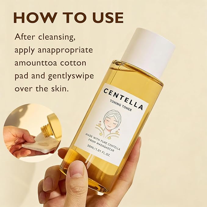 Centella Skincare Set for Women & Teens with Toner, Ampoule, Soothing Cream, Cleansing Oil, Ampoule Foam - Travel Basic Skincare Trial Mini Kit Gift Box Holiday Korean Skin Care Set
