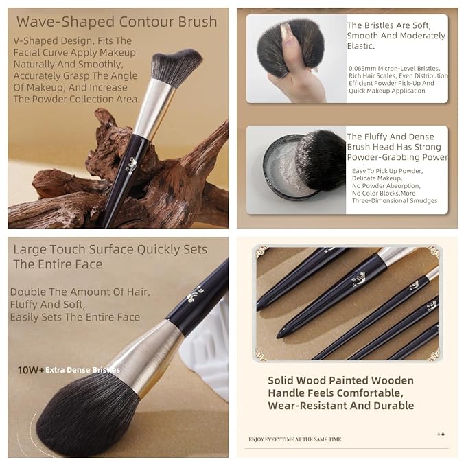 10pcs Makeup Brush Set with Dry Cleaning Box, Travel Bag & 2 Puffs - All-in-One Soft Synthetic Brushes for Beginners, Travel, Full Face & Eye Makeup Kit