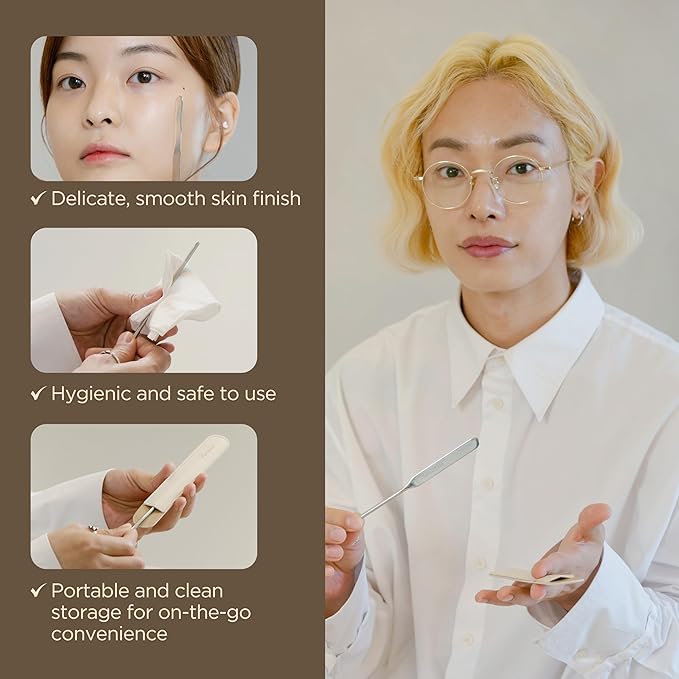 Piccasso Brush Makeup Spatula + Sponge 2P Set – Professional Makeup Tools with Precision Spatula and 2 Soft Sponges, Ideal for Blending Foundation, Cream, or Liquid Makeup, Genuine Korean Product