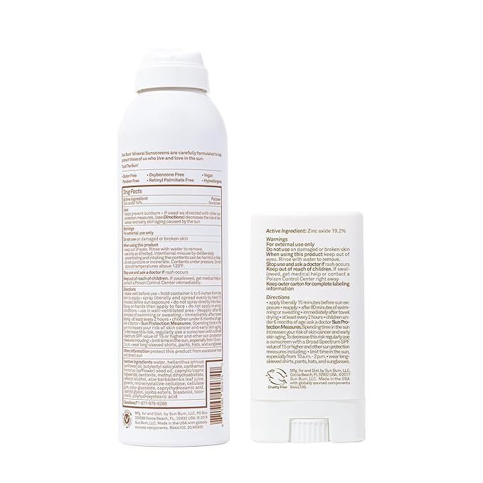 Sun Bum Sun Bum Mineral Spf 30 Sunscreen Spray and Spf 50 Face Stick Vegan and Reef Friendly (octinoxate & Oxybenzone Free) Broad Spectrum Zinc Sunscreen With Uva/uvb, 2 Count