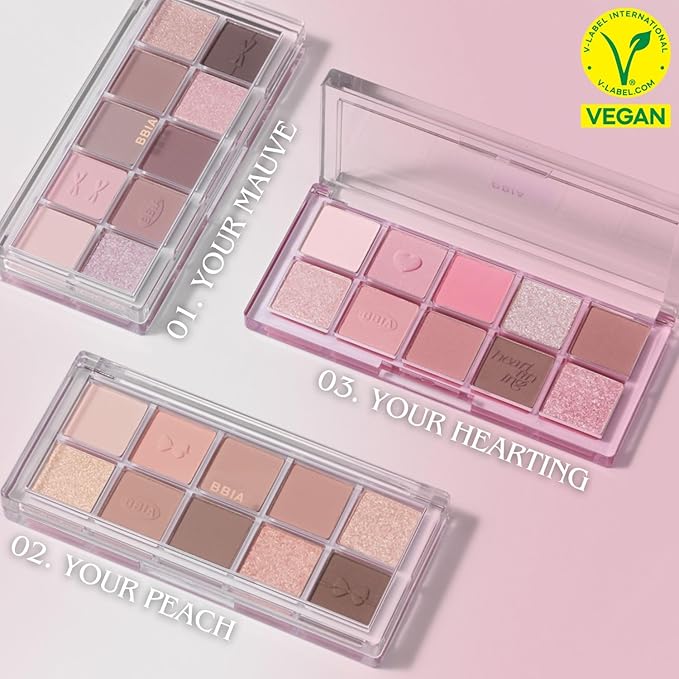 BBIA Essential Eye Palette - Buildable & Blendable Eyeshadow Palette Matte Finish & Gorgeous Shimmer Glitter Pearls Warm Cool Natural Shade Soft Shadow Colors Vegan Korean Makeup (01 YOUR MAUVE)