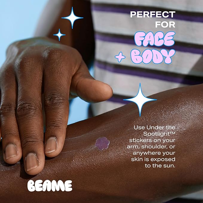 Under The Spotlight™ UV Detection Stickers - Sun Smart Tech That Shows When To Reapply - SPF & UV-Sensing - Water-Resistant & Skin-Safe - Vegan & Cruelty-Free - 60 Stickers, 12mm