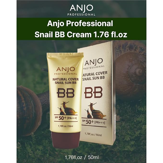 Anjo Snail BB Cream Korean 2 Pack 50ml - Korean BB Cream Professional Skincare - Lightweight, Non-Greasy Mucin Moisturizer - Natural Cover Foundation for Even Skin Tone