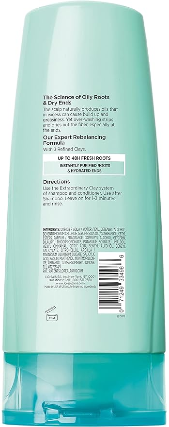 L'Oreal Paris Elvive Extraordinary Clay Rebalancing Conditioner, 12.6 fl; oz; (Packaging May Vary)