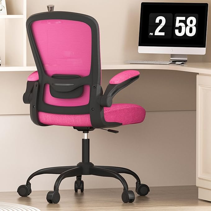 Mimoglad Home Office Desk Chair (Modern, Rose-Carmine)