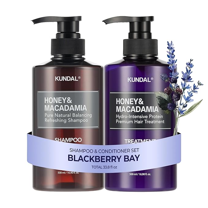 KUNDAL Korean Shampoo and Conditioner Set [Blackberry Bay] Salon-quality, Long Lasting Scent, Moisturizing, Sulfate-Free, Argan & Macadamia Oil, Korean Hair care, 16.9 fl oz each