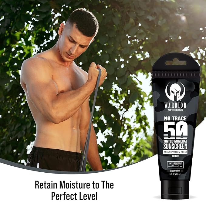 WARRIOR - WIN YOUR BATTLES- SPF 50 Tinted Sunscreen for Face - Zinc and Titanium Tinted Moisturizer with SPF - Water Resistant, Non-Toxic Tinted Sunscreen Lotion for Sensitive Skin - 3 Fl. Oz