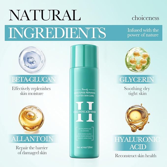 Daily Use Toner for Women - Hydrating Facial Water to Soothe and Moisturize Hyaluronic Acid One Size