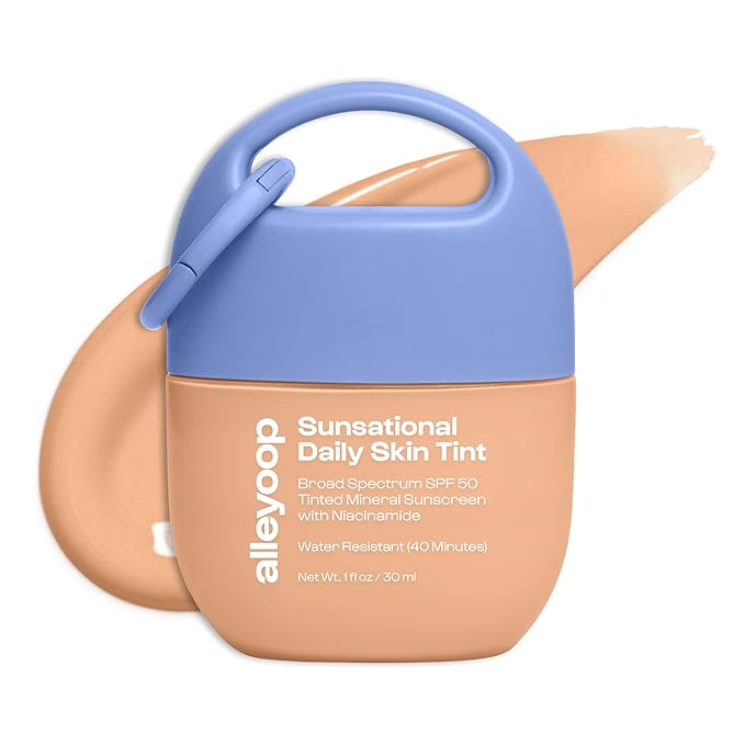 Alleyoop Sunsational Tinted Moisturizer SPF 50 for Face Broad Spectrum – 100% Mineral Face Sunscreen with Jojoba, Hydrating & Soothing Tinted Sunscreen, Vegan & Cruelty-Free (Sunrise)