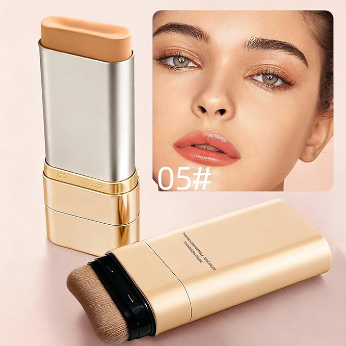 Luminous Dual-Ended Concealer Foundation Stick, Foundation Stick Korean 3 in 1, Multi-use Double Head Foundations Make up Sticks, Sweat-Proof for All Skin Types (#03 Pinkish Beige)