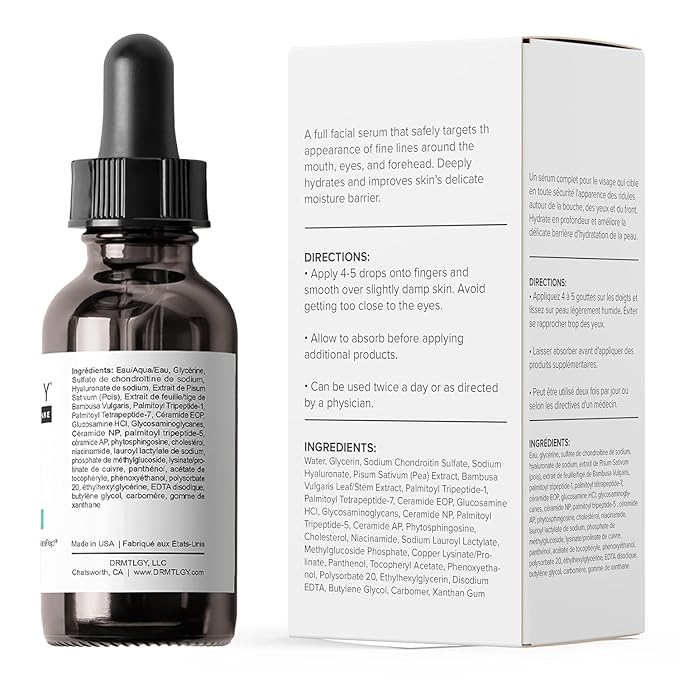 DRMTLGY Needle-less Serum – Peptide & Ceramide Face Serum for Fine Lines & Wrinkles, Hydrating & Firming Anti Aging Serum with Niacinamide & Hyaluronic Acid, Smooths & Plumps Skin, 1 oz