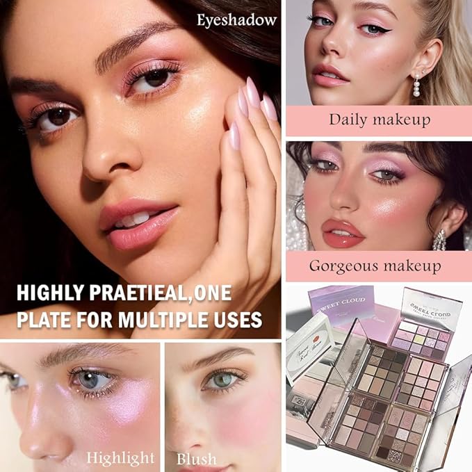 SUAKE Nude Pink Eyeshadow Palette, Matte & Shimmer, High Pigmented 12 Colors Brown Purple Eye Shadow Primers for Eye Makeup, Korean Powder Palet de sombras de ojos (03# Ice Cream)
