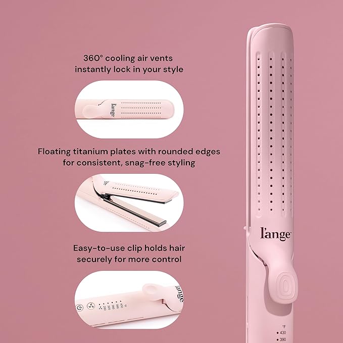 L'ANGE HAIR Le Duo Standard 360° Airflow 2 in 1 Straightener and Curler | 1 Inch Curling Wand & Titanium Flat Iron with 3.5" Plates | Hair Straightener & Curler for Short to Medium Hair (Blush)