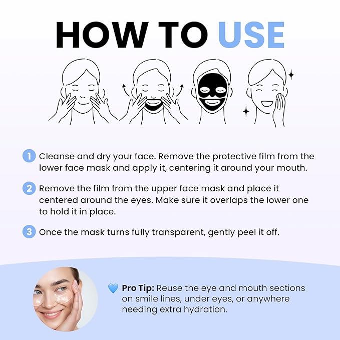 Hyaluronic Acid & Collagen Face Mask Overnight, Hydrogel Hydrating Facial Mask, Moisturizing & Tightening Low Molecular Solution, Collagen Skincare, Face Care & Self Care for Women 34g*4ea