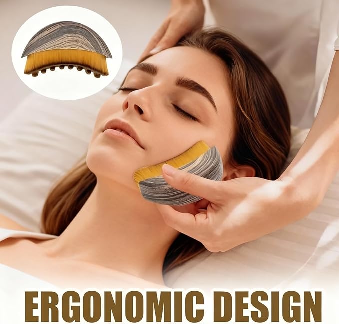Upgraded Lymphatic Contour Face Brush, Dual-Action Lymphatic Drainage Massager & Gua Sha Tool for Face Sculpting, Ergonomic Design, Gentle Bristles, Enhance Absorption, Includes Storage Case (1Pcs)