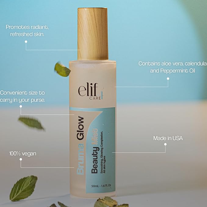 Elif 4 Care- Bruma Glow Hydrating Facial Mist – Daily Skin Refresher & Makeup Setting Spray – Aloe Vera, Calendula & Hyaluronic Acid – All Skin Types – 3.8 OZ