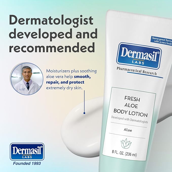 Dermasil Body Lotion, Aloe, 3-Pack – Non-Greasy, Fast-Absorbing, Fresh Scent, 8 Oz Ea