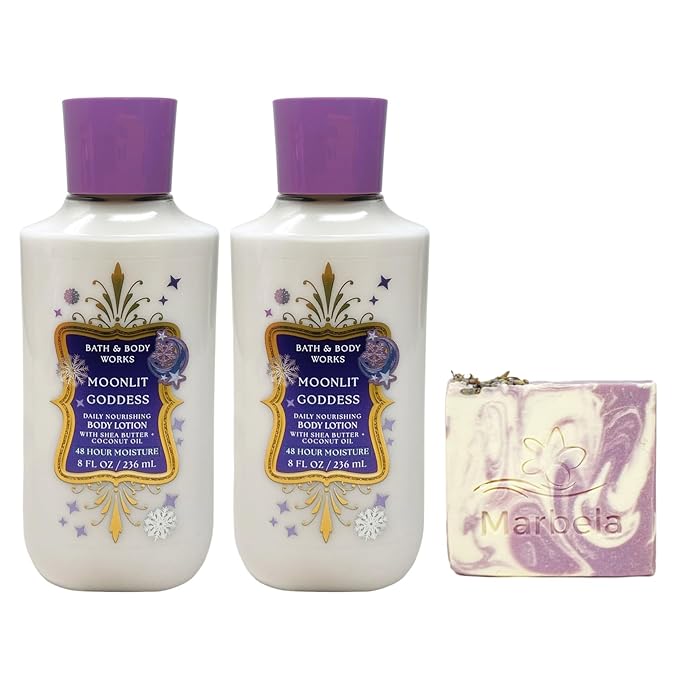 Bath & Body Works Moonlit Goddess 2 Daily Nourishing Body Lotions with a Lavender Dream Bar Soap
