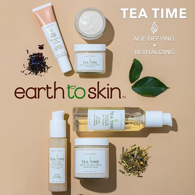 Earth To Skin Tea Time White Tea Day Cream - Moisturizer Face Cream with Hyaluronic Acid, Shea Butter and Glycerin - Smooth and Nourish Skin All Day - Face Moisturizer for Dry Skin Care - 4 fl oz