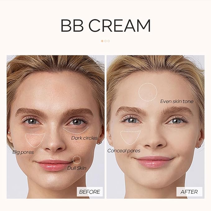 Snail BB Cream Foundation Makeup, Hydrating Tinted Moisturizer BB Cream Full Coverage Foundation Matte Lightweight Long-Lasting Waterproof Color Correcting & Conceals Blemishes